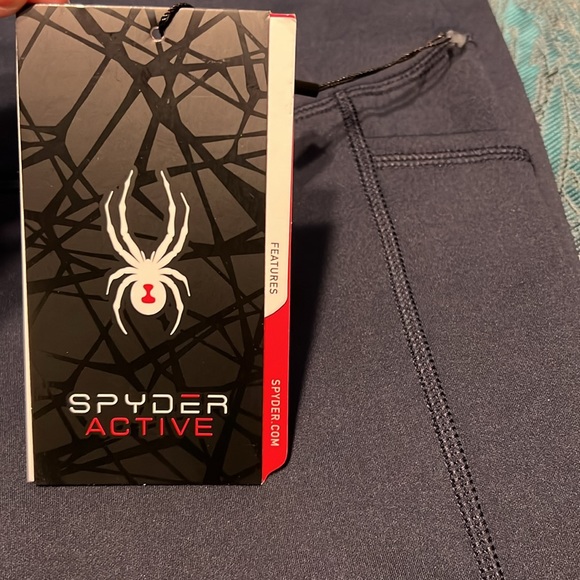 NWT Spyder Active Women's High Rise Tech Fleece Lined Navy Blue Leggings Sz L - Picture 4 of 8